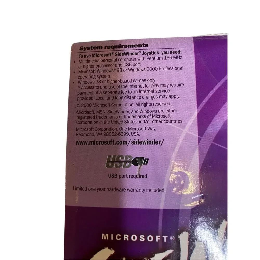Microsoft SideWinder USB Joystick With Original Box Untested Vintage Gaming